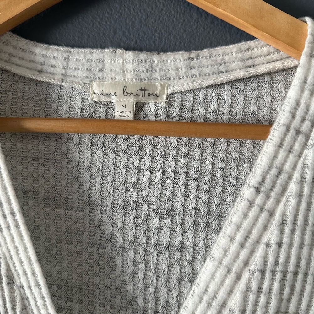 Cream Ribbed Cardigan with Pockets - Picture 3 of 4
